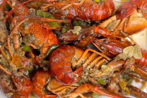 Super spicy green chilli shrimp lobster seafood cuisine, healthy food photo