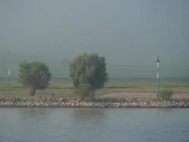 the Rhine river near Wesel in the morning photo