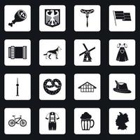 Germany icons set squares vector