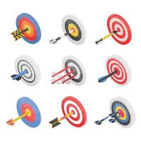 Target icon set, isometric style vector