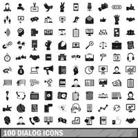 100 dialog icons set, simple style
