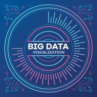 Big data banner, outline style vector