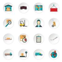 Logistic icons set, flat style vector