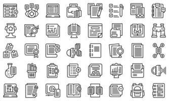 Case study icons set outline vector. Proposal platform vector