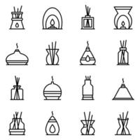 Diffuser icons set, outline style vector