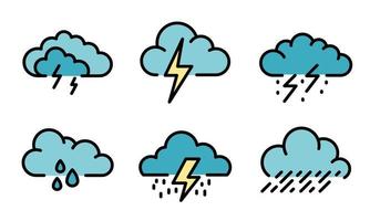 tormenta, iconos, vector, plano vector