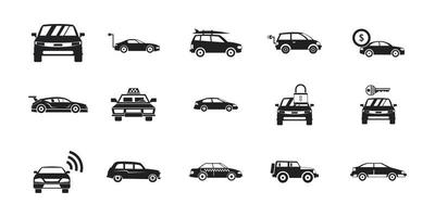 conjunto de iconos de coche, estilo simple vector