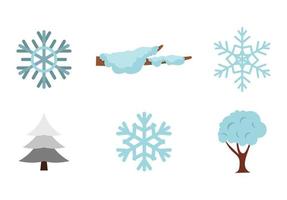 Snow icon set, flat style vector