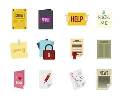 Paper icon set, flat style vector