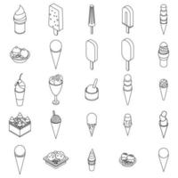 conjunto de iconos de helado contorno vectorial vector