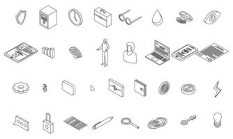 Biometric authentication icons set vector outine