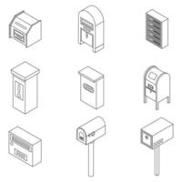 Mailbox icons set vector outine