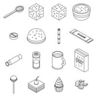 Sugar icons set vector outine