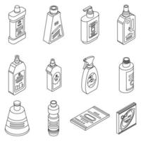 Bleach icons set vector outine