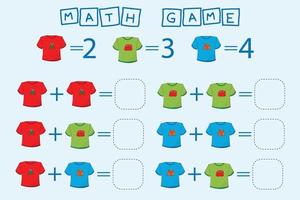 diseño de vector de hoja de trabajo, tarea para calcular la respuesta y conectarse al número correcto. juego de lógica para niños.