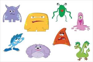 Funny cartoon creatures. Set of cartoon vector monsters. Halloween design