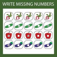 The task is to write in the lost numbers from 1 to 20. vector