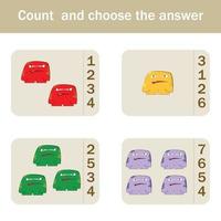 Counting Game for Preschool Children.  Count how many  monsters vector