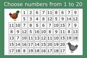 Connect the numbers from 1 to 20 in the correct order and go through the maze vector