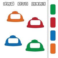 Find a shadow hat. Match   wear with correct shadow.  Preschool worksheet, kids activity worksheet, printable worksheet vector