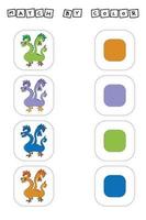 Developing activity for children  match the  monsters by  color. Logic game for children. vector