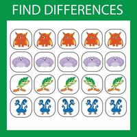 Educational game for children. Find all monsters are different from others in the row and circle them vector