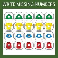 The task is to write in the lost numbers from 1 to 20. Educational exercises for preschool children vector