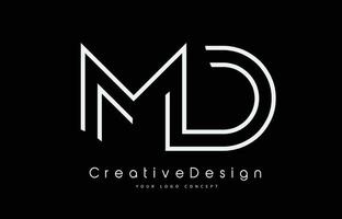 MD M D Letter Logo Design in White Colors. vector