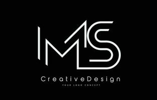 diseño del logotipo de la letra ms ms en colores blancos. vector