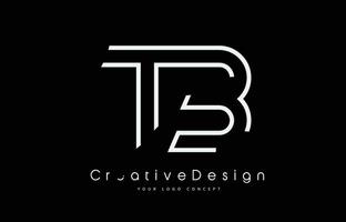 Diseño del logotipo de la letra tb tb en colores blancos. vector