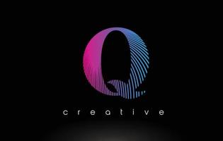 Q Logo Design With Multiple Lines and Purple Blue Colors. vector