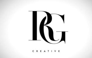 RG Artistic Letter Logo Design with Serif Font in Black and White Colors Vector Illustration