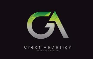 GA Letter Logo Design. Green Texture Creative Icon Modern Letters Vector Logo.