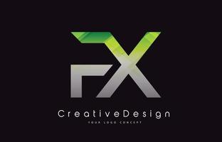 diseño del logotipo de la letra fx. textura verde icono creativo letras modernas vector logo.