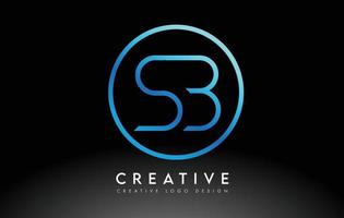 Neon Blue SB Letters Logo Design Slim. Creative Simple Clean Letter Concept. vector