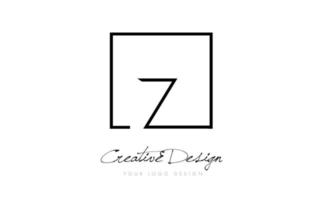 Diseño de logotipo de letra de marco cuadrado z con colores blanco y negro. vector
