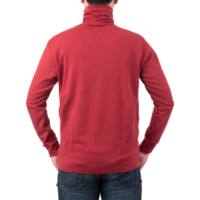 uomo con ritaglio di mockup di maglietta rossa a maniche lunghe, file png