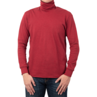 Man in red long sleeve T shirt mockup cutout, Png file