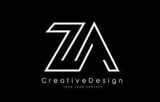 diseño del logotipo de la letra za za en colores blancos vector