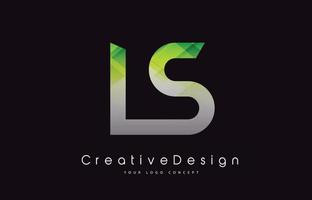 LS Letter Logo Design. Green Texture Creative Icon Modern Letters Vector Logo.