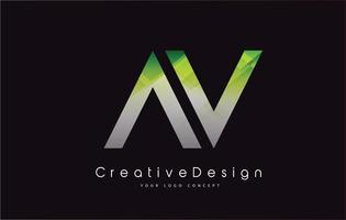 AV Letter Logo Design. Green Texture Creative Icon Modern Letters Vector Logo.