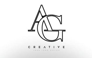 AG ag letter design logo logotype icon concept with serif font and classic elegant style look vector