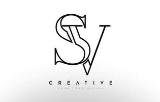 SV sv letter design logo logotype icon concept with serif font and classic elegant style look vector