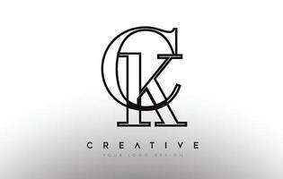 Concepto de icono de logotipo de diseño de letra ck ck con fuente serif y vector de apariencia de estilo elegante clásico