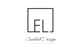 EL Square Frame Letter Logo Design with Black and White Colors. vector