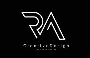 diseño del logotipo de la letra ra ra en colores blancos vector