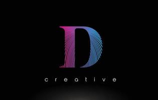 D Logo Design With Multiple Lines and Purple Blue Colors. vector