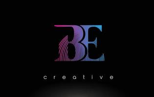 BE Logo Design With Multiple Lines and Purple Blue Colors. vector