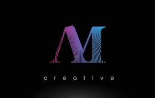 AM Logo Design With Multiple Lines and Purple Blue Colors. vector