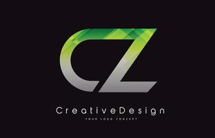 CZ Letter Logo Design. Green Texture Creative Icon Modern Letters Vector Logo.